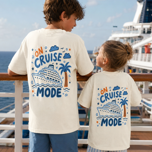 On Cruise Mode Doodle Tee -- Kids Matching Cruise Shirt