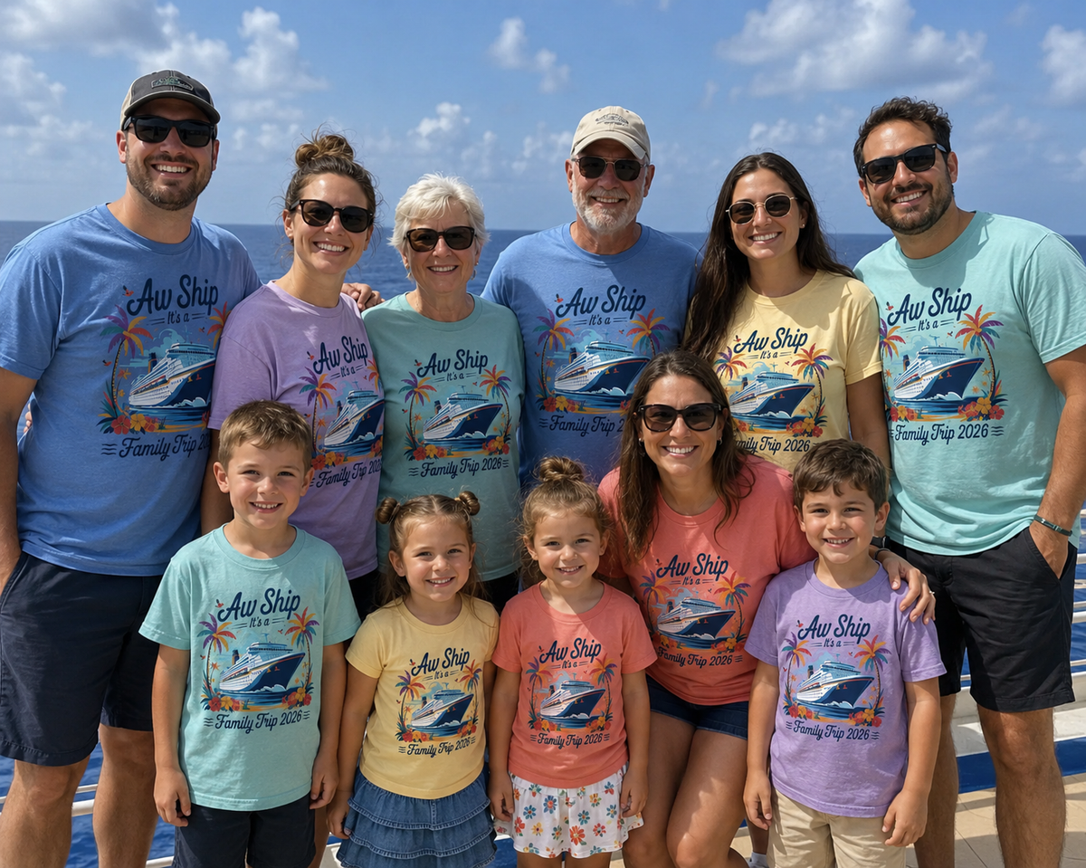 Aw Ship It's a Family Trip 2026 custom cruise t-shirt for families