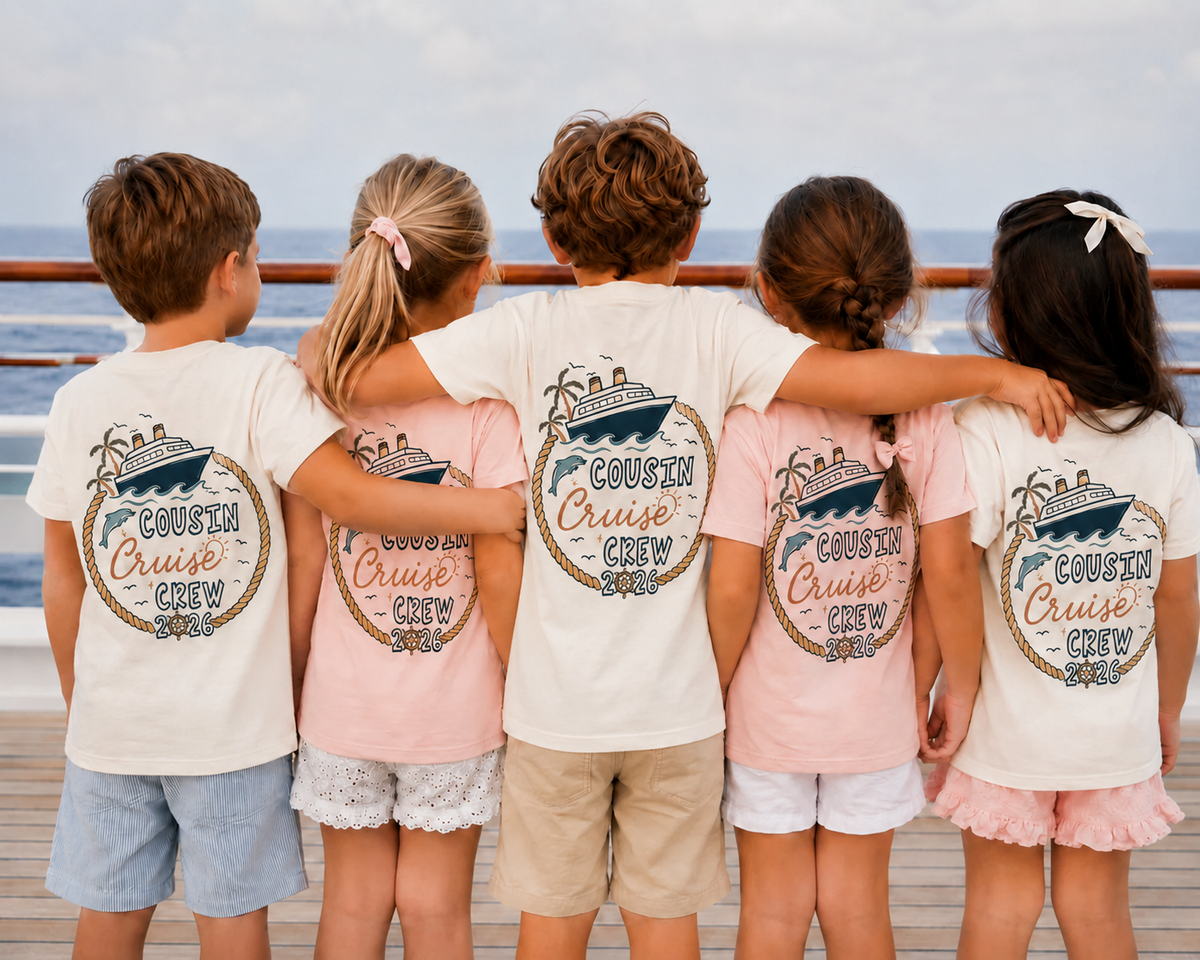 Cousin Crew matching cruise tees - custom family cruise shirts for the whole cousin crew