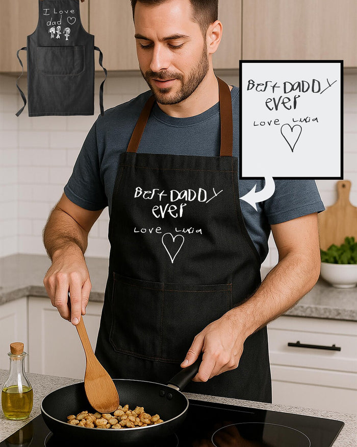 Custom Kid's Art Apron -- Personalized Father's Day Gift with Your Child's Drawing