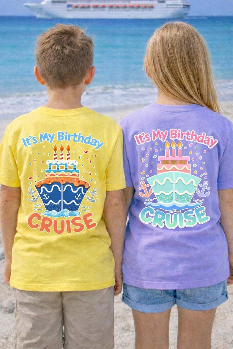 Birthday cruise shirt with custom name and age personalization for kids