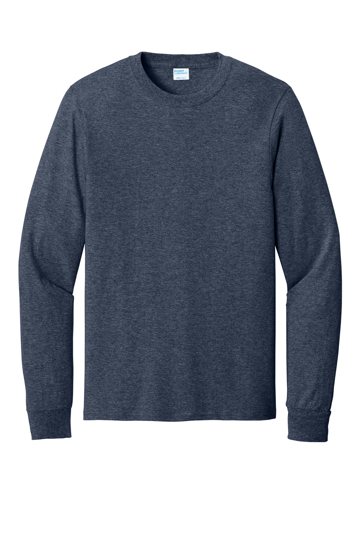 Port & Company Long Sleeve Core Cotton Tee - Heather Navy