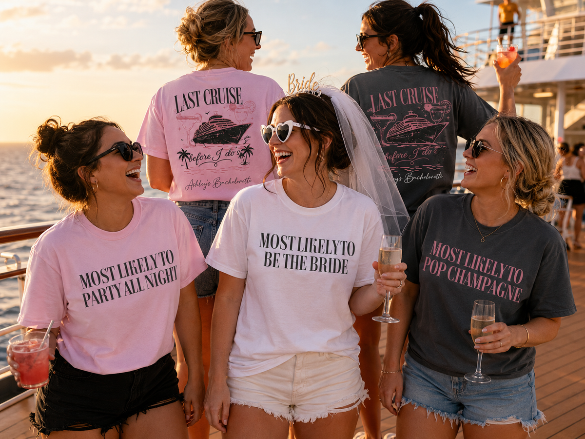 Last Cruise Before I Do's — custom bachelorette cruise tee