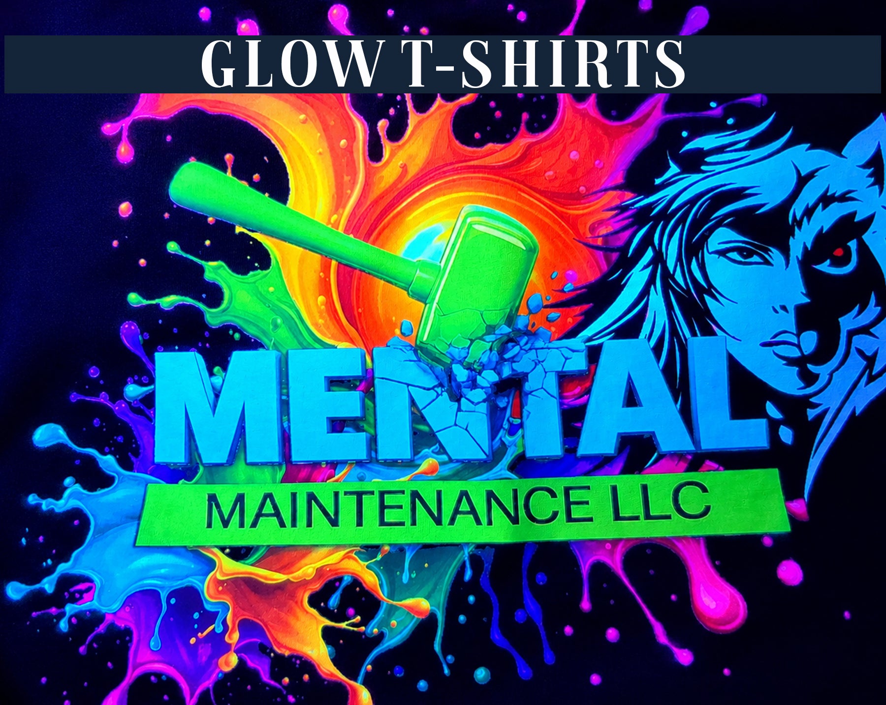 Custom blacklight glow party shirts