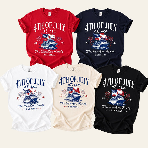 4th of July at Sea Tee -- Personalized Family Cruise Shirt