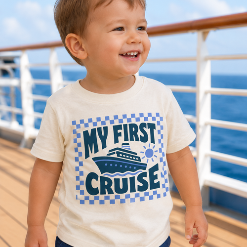 My First Cruise Retro Tee -- Kids Checkerboard Cruise Shirt