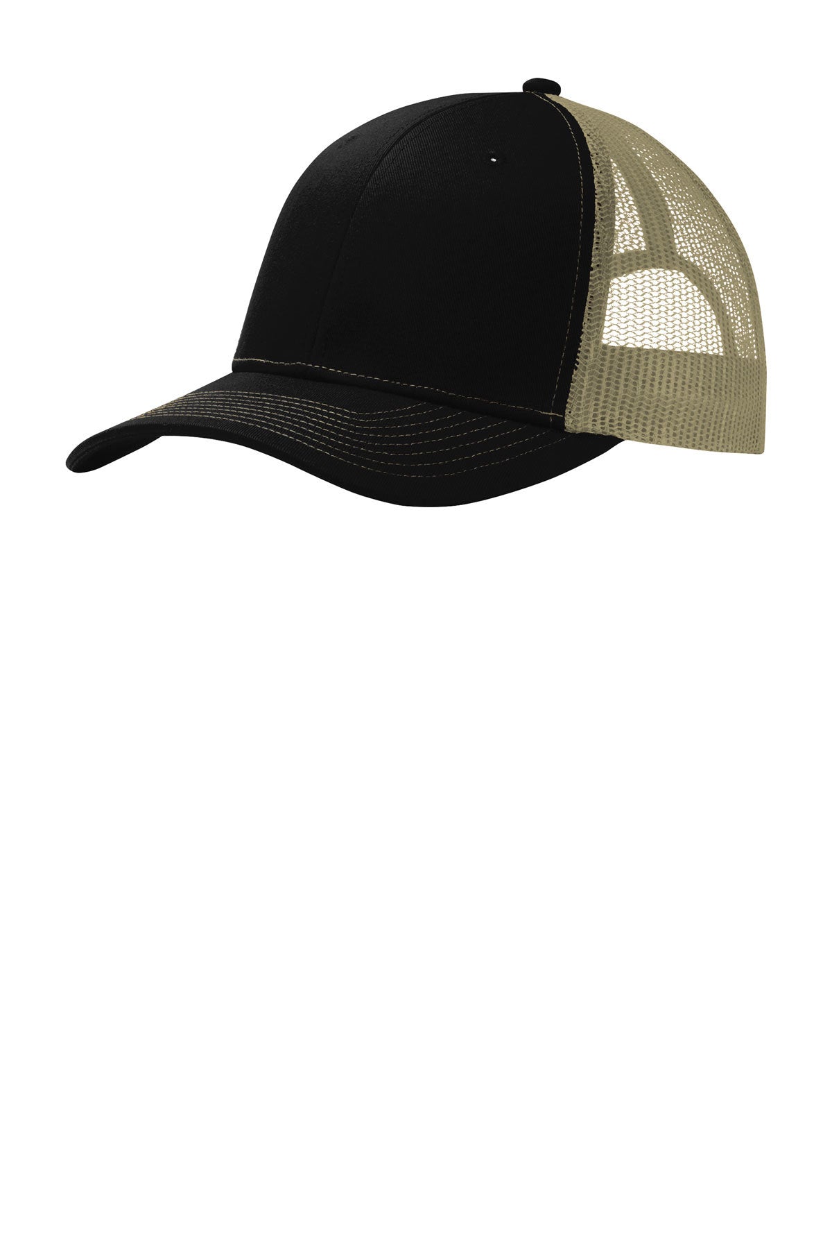 Port Authority C112 Snapback Trucker Cap - Black/Tan