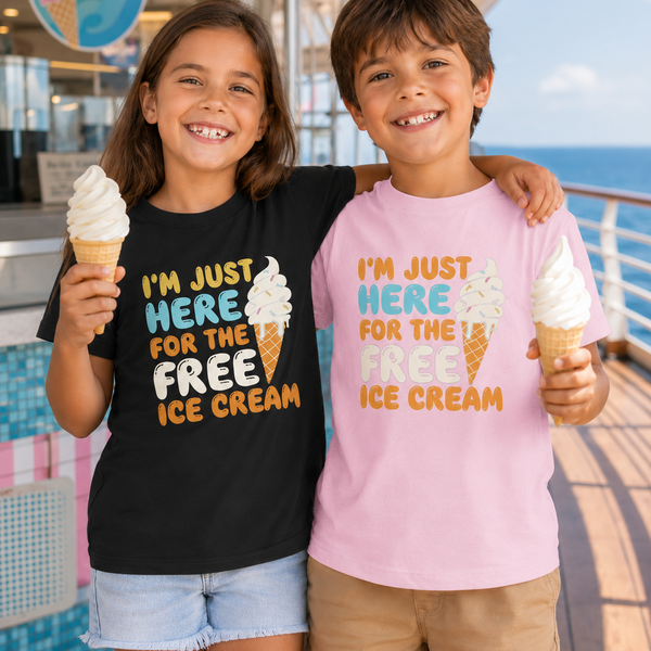 I'm Just Here for the Free Ice Cream -- Kids Cruise Tee