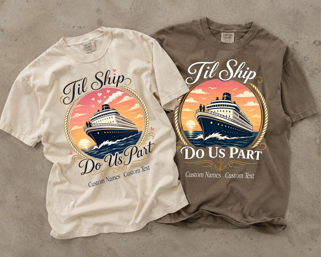 Til Ship Do Us Part anniversary cruise tee matching couples shirt