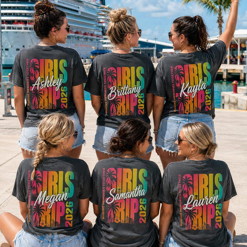 Girls Trip 2026 Cruise Tee | Personalized Vintage Wash Shirt | Custom Name & Destination