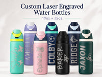 Custom Laser Engraved Water Bottle - Personalized Name (19 or 32 oz)